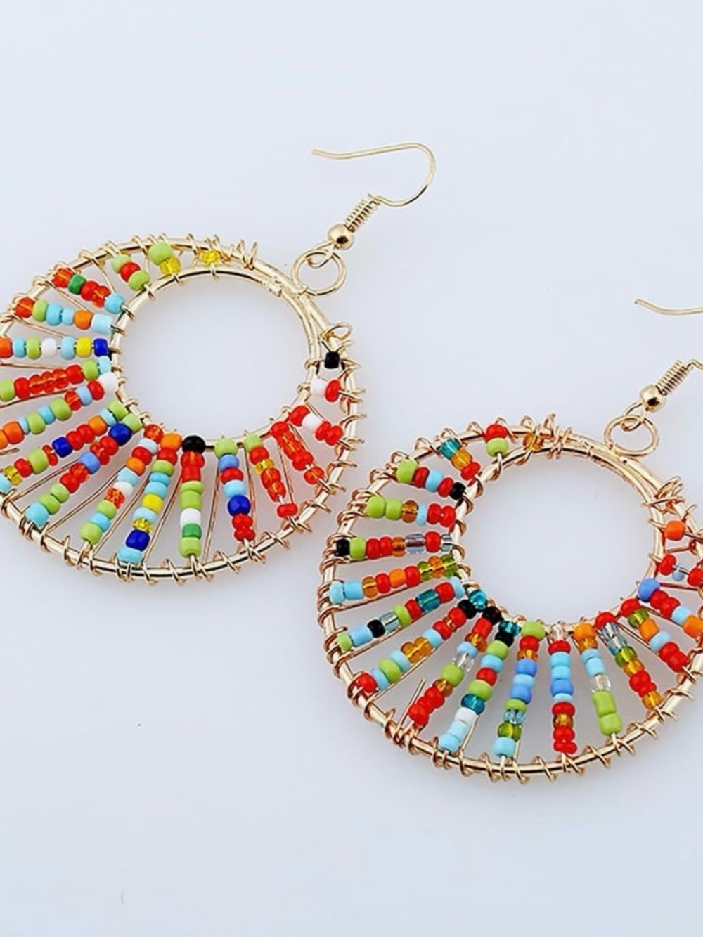 NWT Retro Revival Double Beaded Hoop Earrings